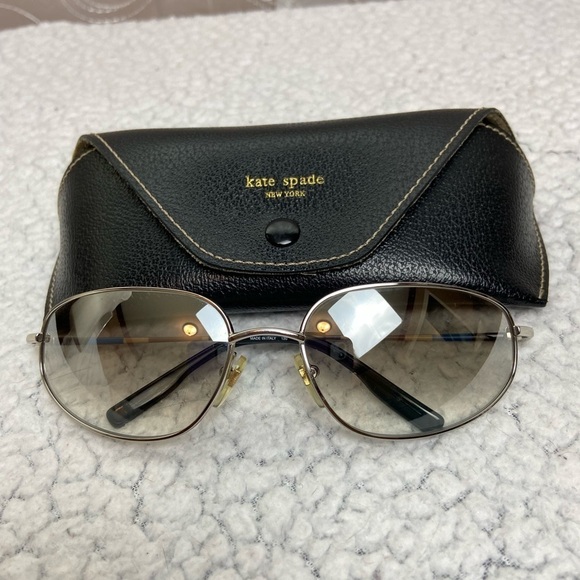 Kate Spade Mirrored  Sunglasses and Leather Case - Picture 2 of 14